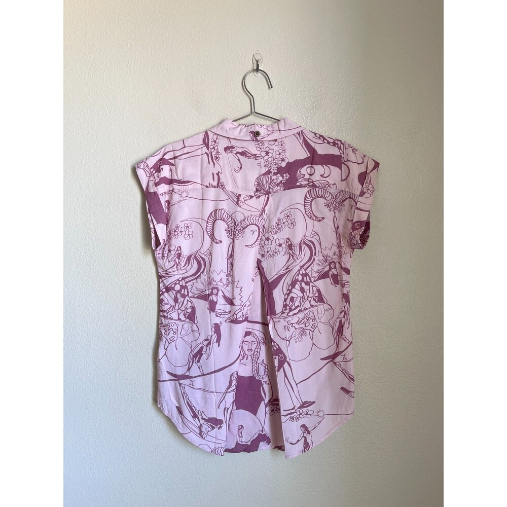 Paradise Now Hawaii Horoscope Aloha Shirt in Pink Size SMALL - Picture 3 of 5